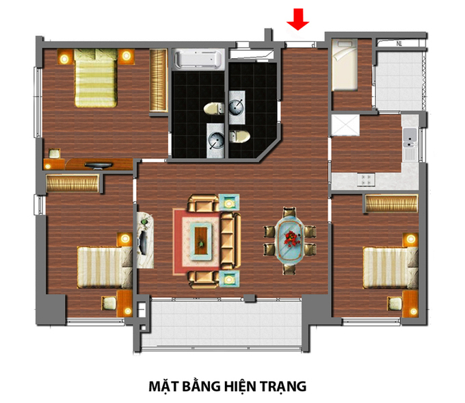 Nội thất căn hộ 3 phòng ngủ 120 m2 ở Cầu Giấy Hà Nội (13)