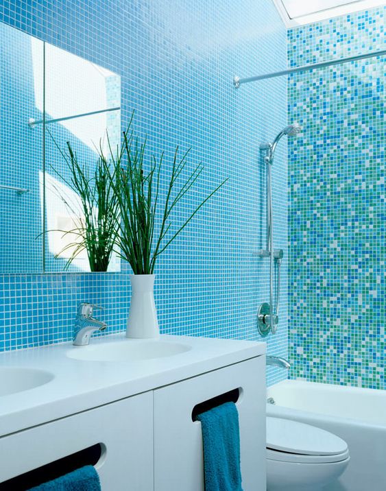 ứng dụng gạch mosaic trong trang trí phòng tắm